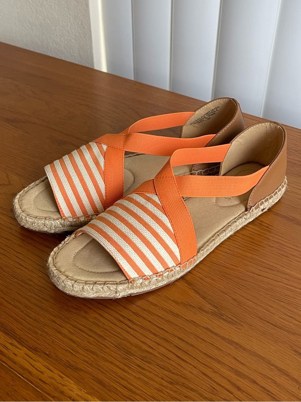 Talbots Illysa Espadrille Sandals Orange Cream Striped Size 7.5